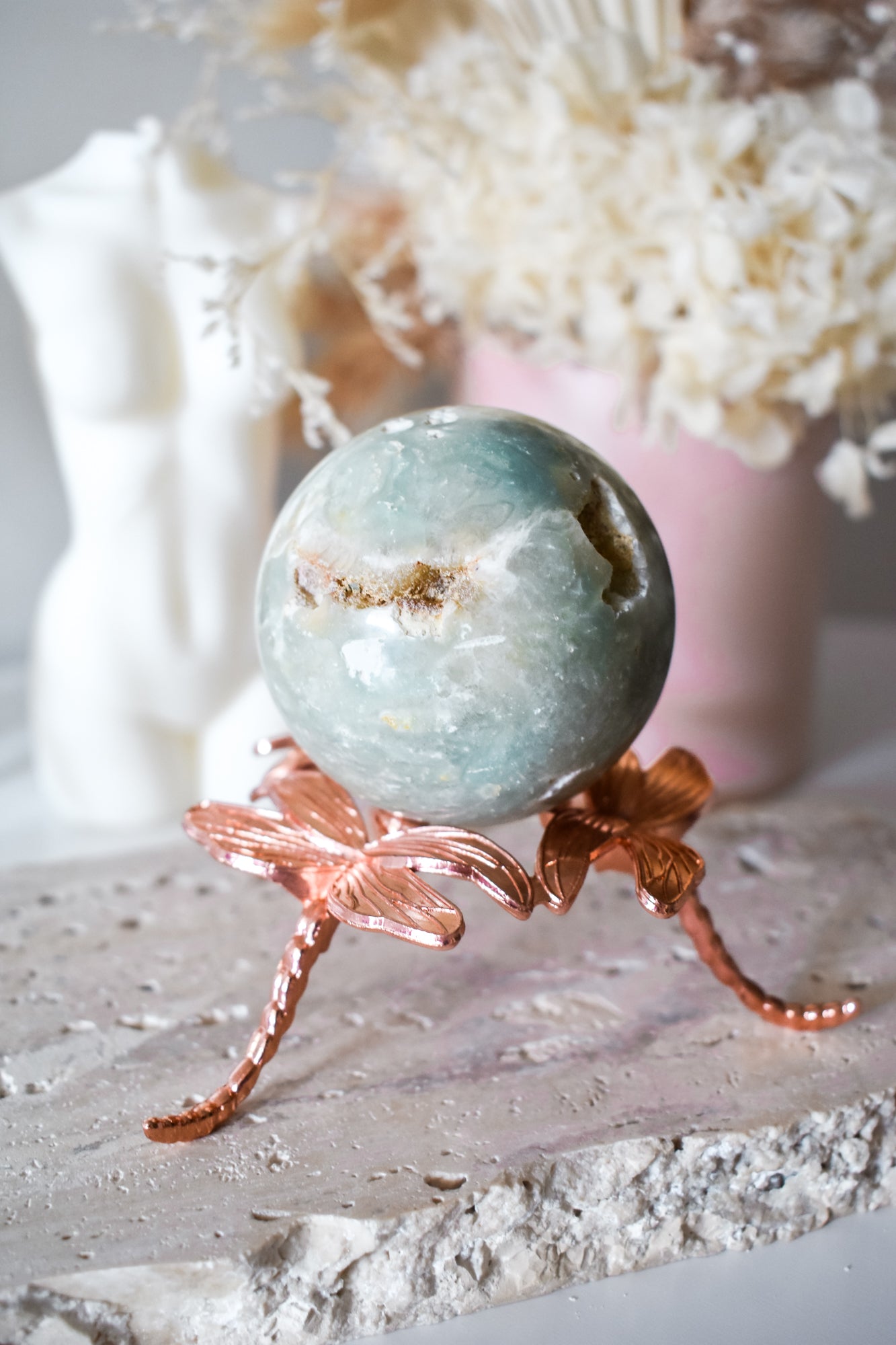 caribbean blue calcite sphere 03