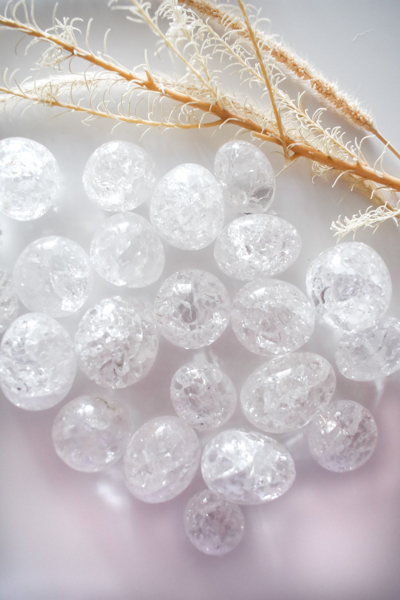 clear quartz crackle tumbles