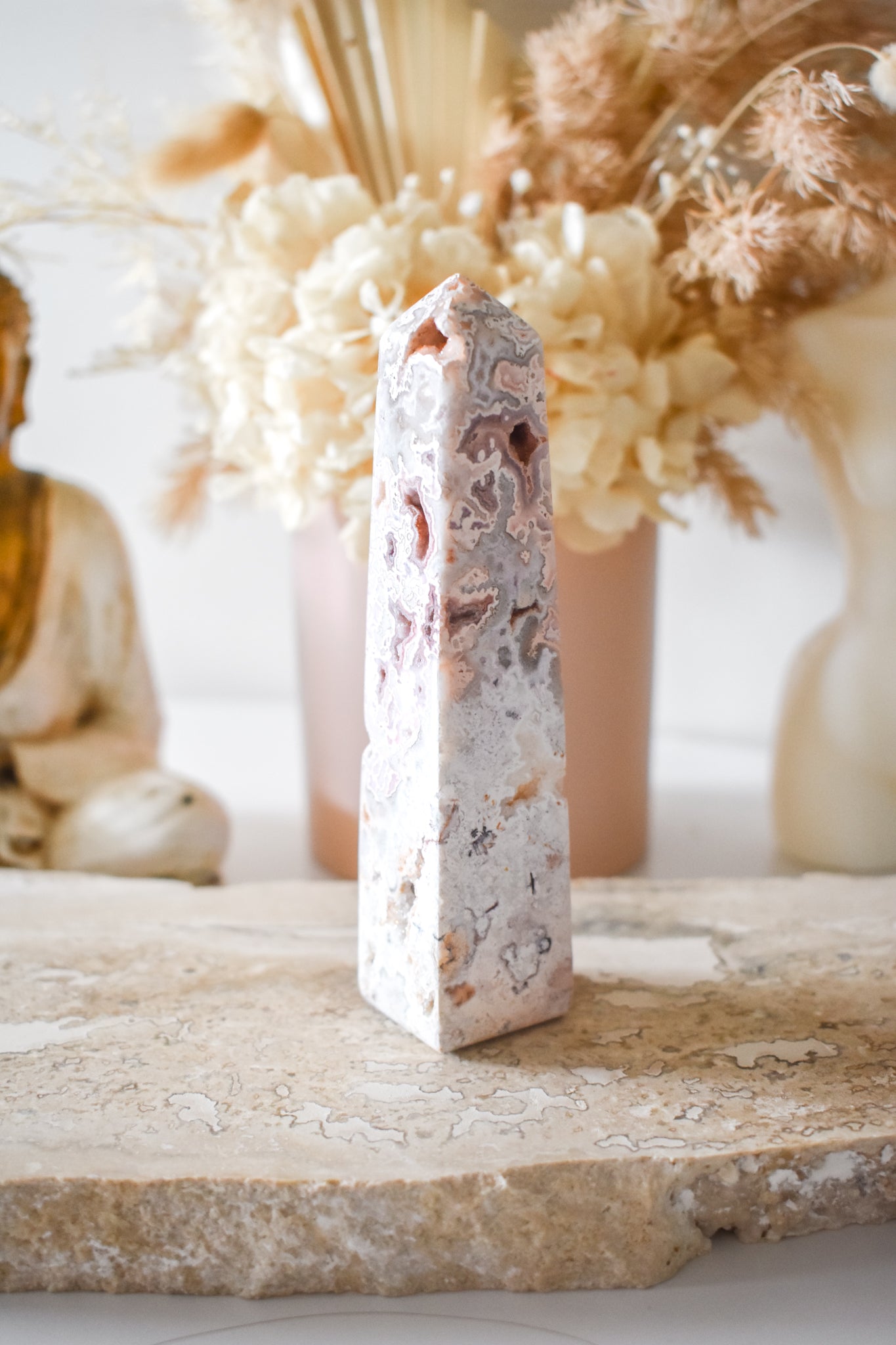 druzy pink agate tower 04