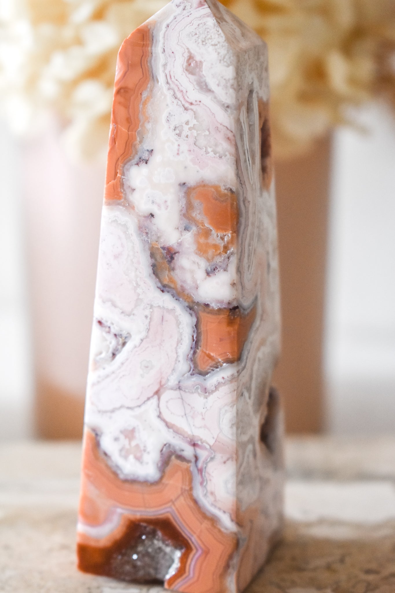 druzy pink agate tower 07