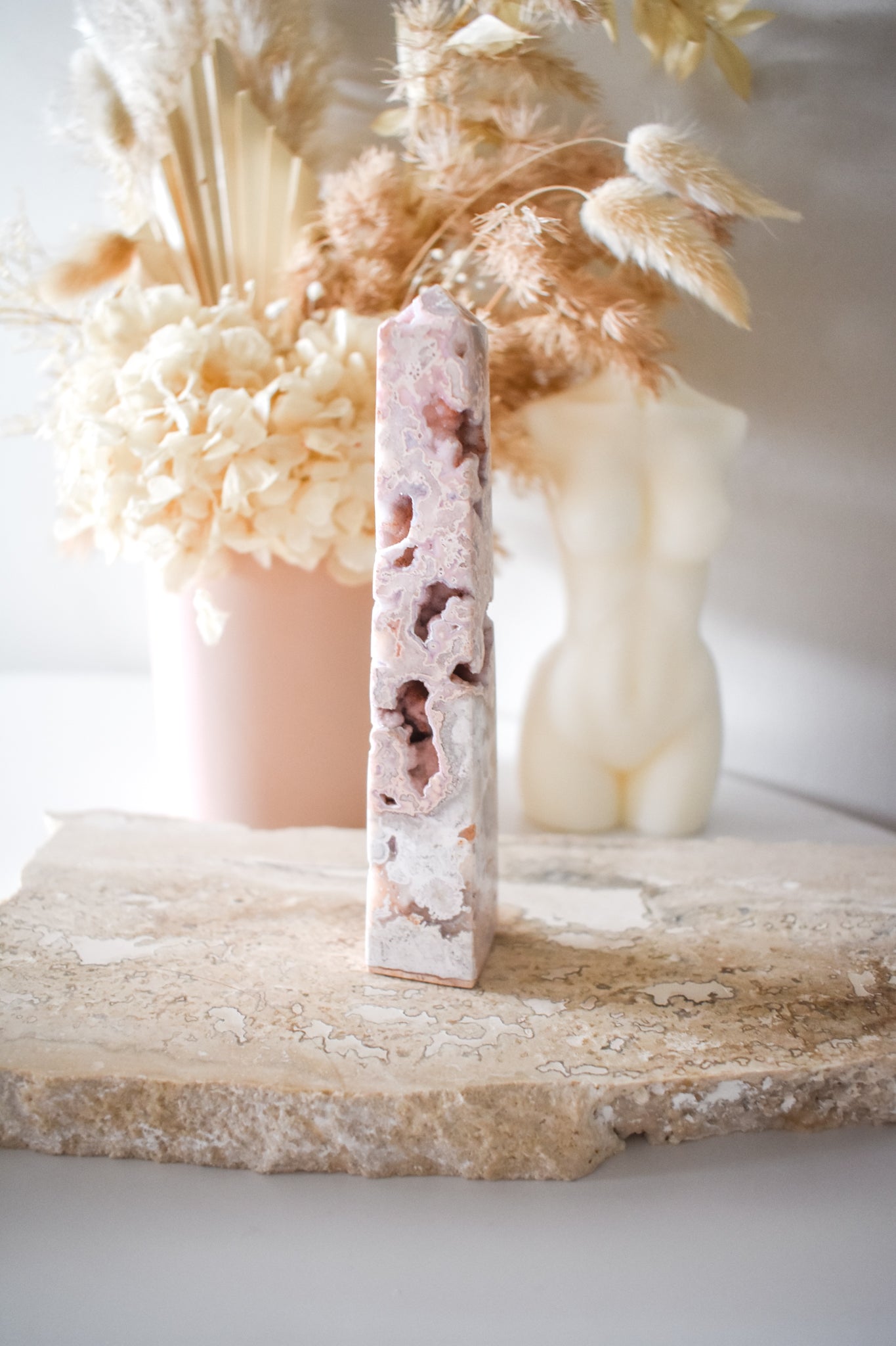 druzy pink agate tower 02