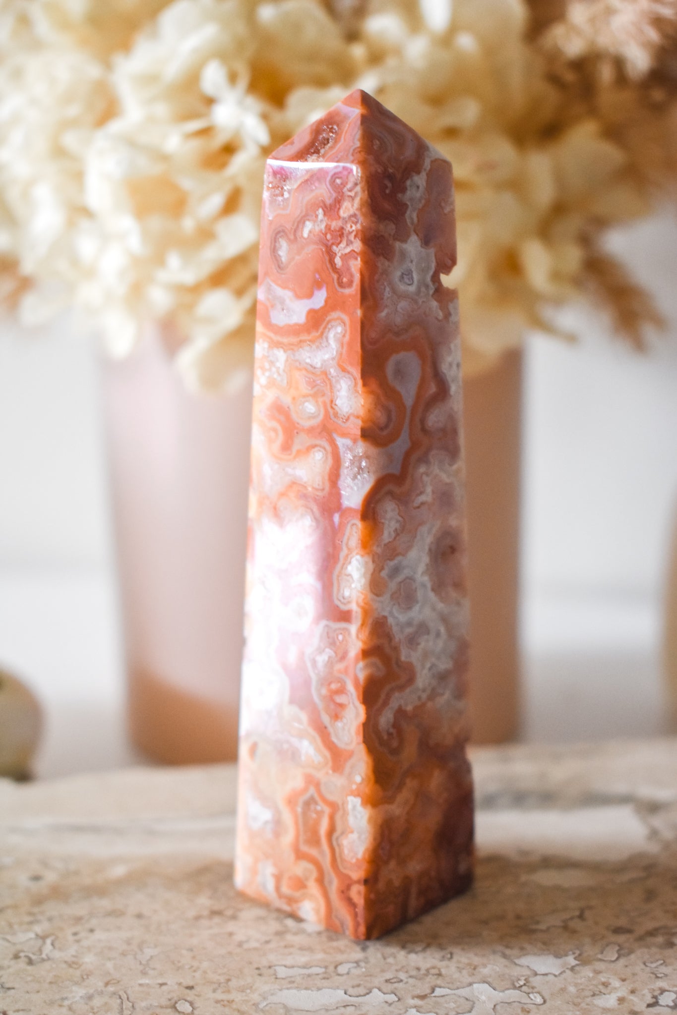 druzy pink agate tower 05